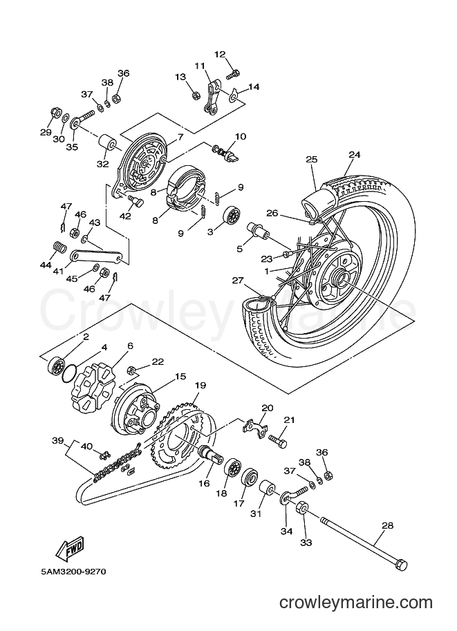 1999 Scooter T105E - T105E (5AM4) [010] - REAR WHEEL