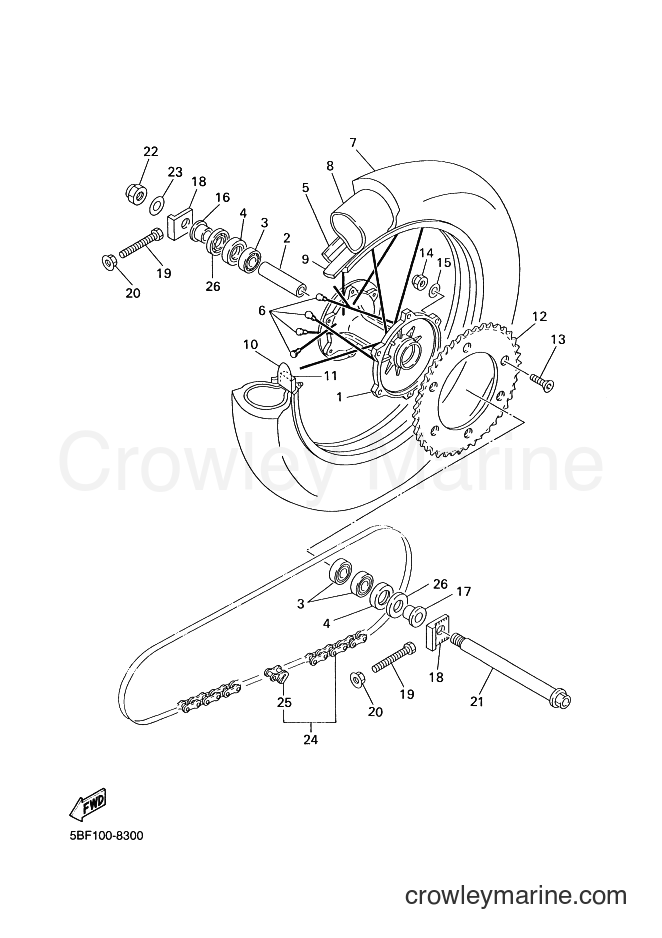 1998 Dirt Bike WR400F - WR400F (5BF2) [070] - REAR WHEEL