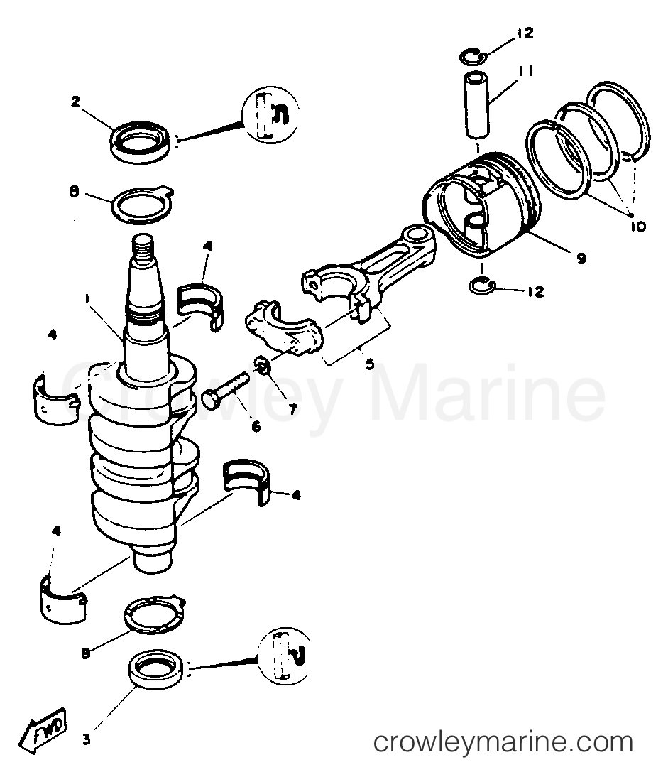 Yamaha Motors T9.9ELHR - CRANKSHAFT PISTON