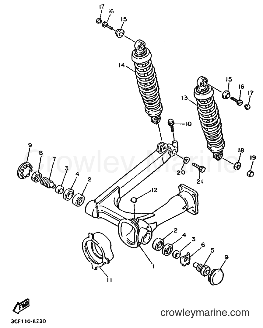 1995 Cruiser XV750 - XV750 (4GK3) [999] - REAR ARM & SUSPENSION