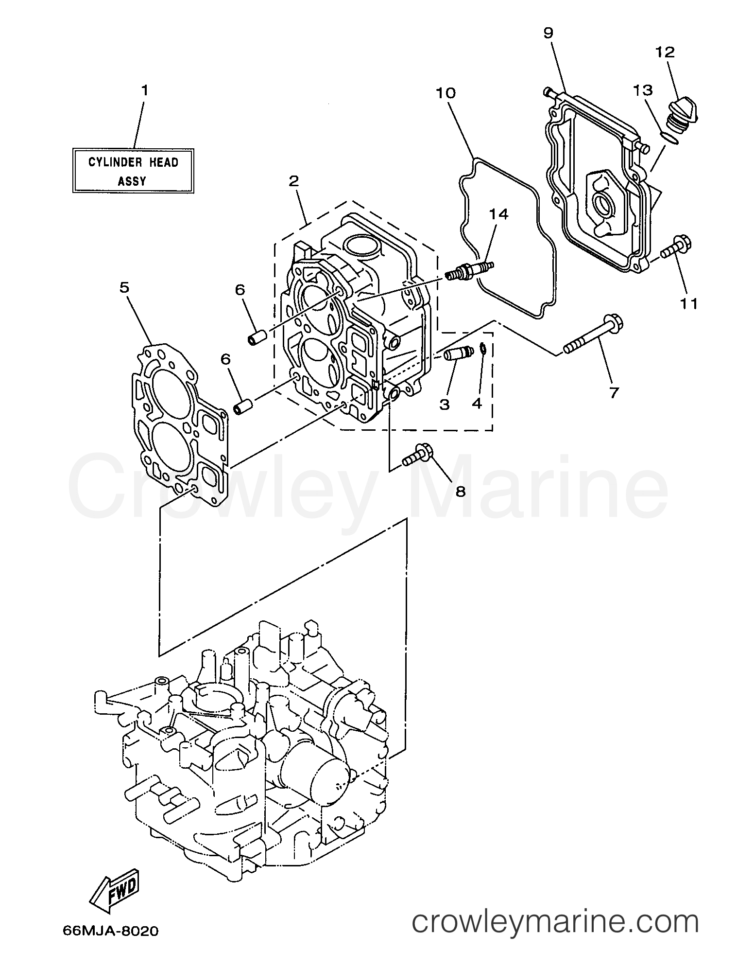 Yamaha Motors F15ESHX - CYLINDER CRANKCASE 2
