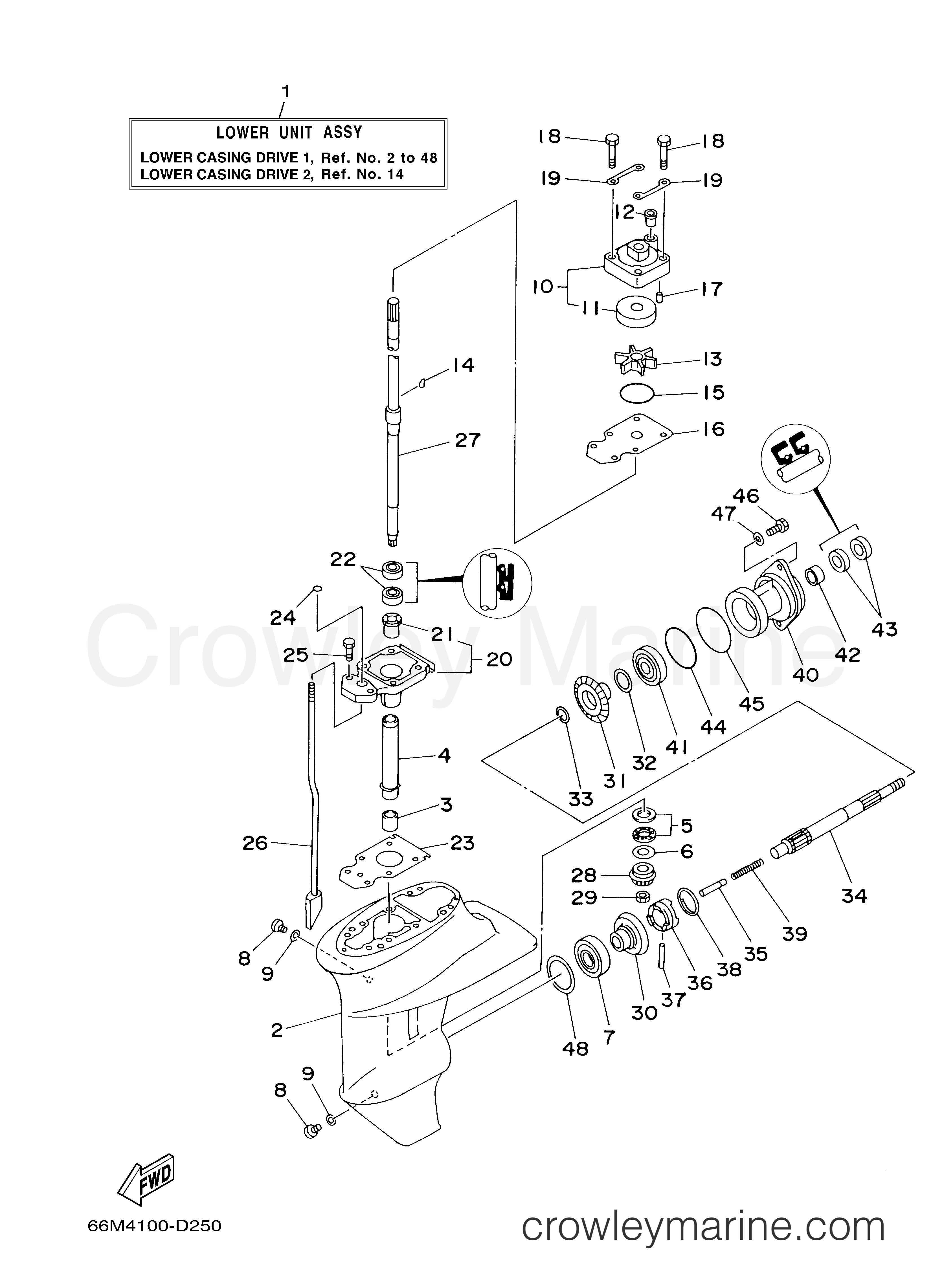 Yamaha Motors F9.9MSH2D - LOWER CASING DRIVE 1