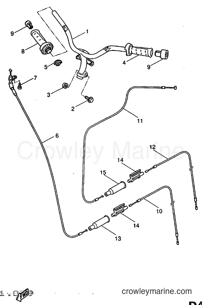 1997 Scooter YQ50 - YQ50 (5DN1) [999] - STEERING HANDLE & CABLE