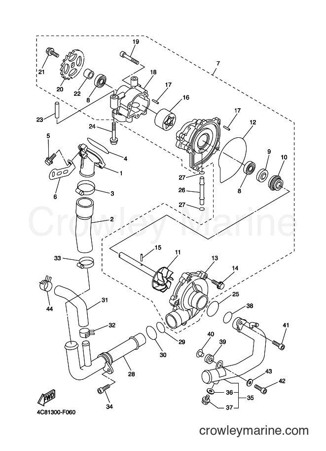 2008 Sport Bike YZF-R1 - YZF-R1 (4C8D) [010] - WATER PUMP