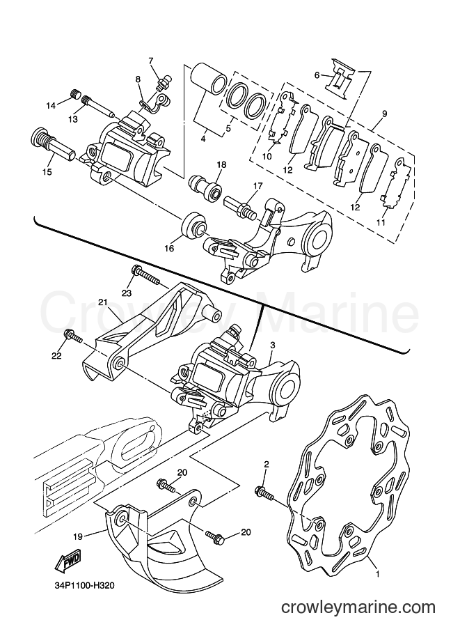 2012 Dirt Bike YZ250F - YZ250F (17D9) [020] - REAR BRAKE CALIPER