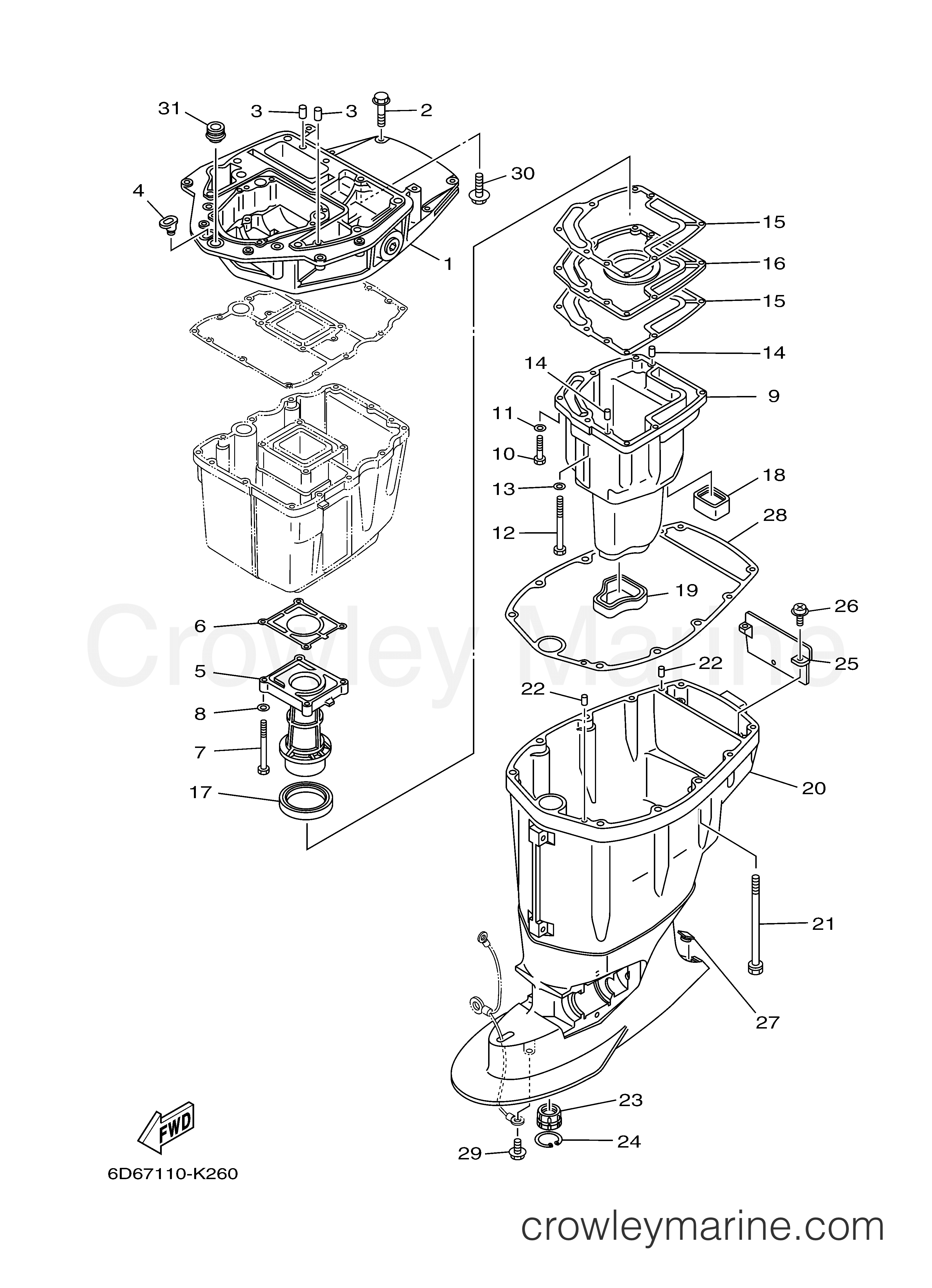 Yamaha Motors F75LA - UPPER CASING