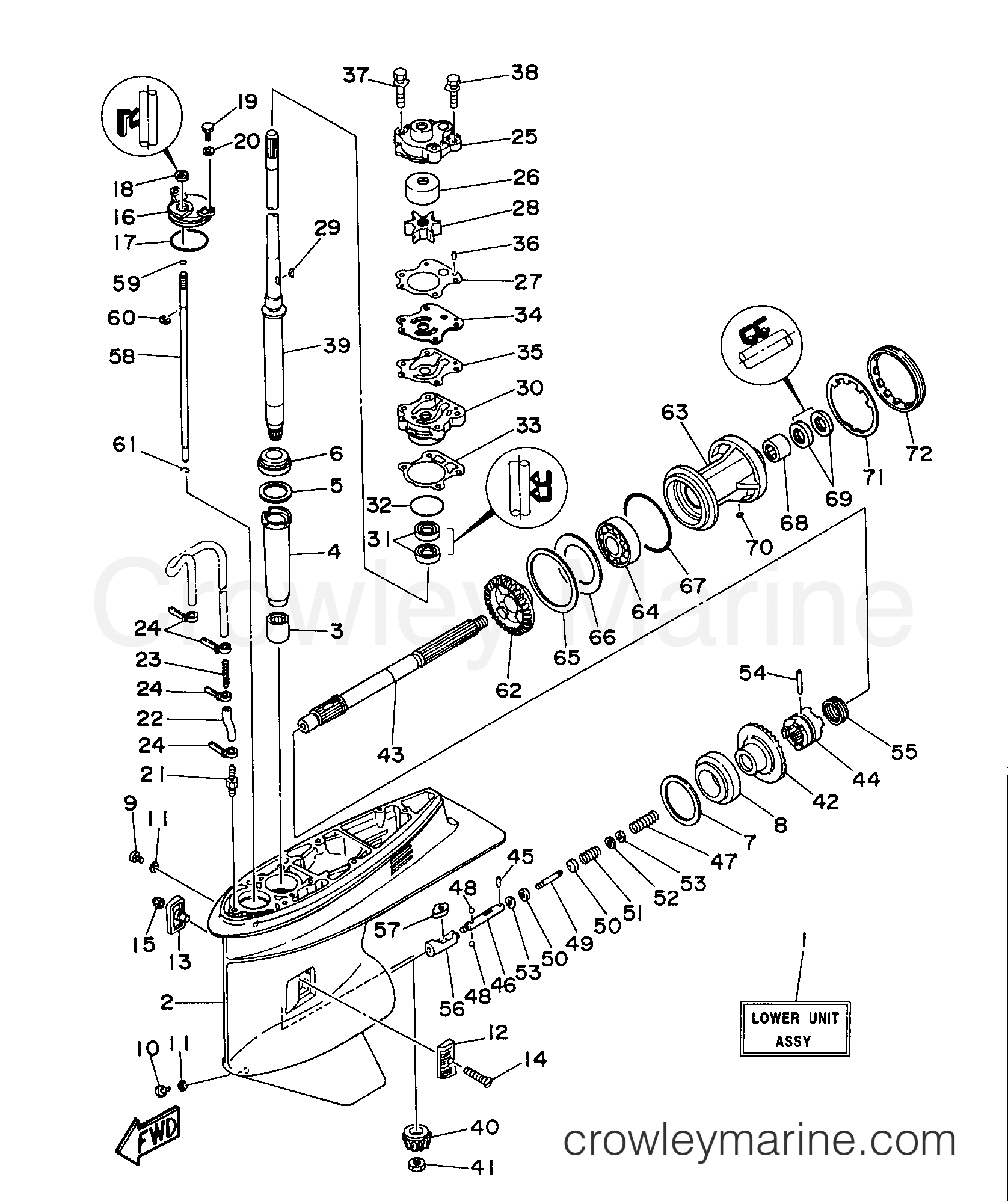 Yamaha Motors P60TLHX - LOWER CASING DRIVE 1