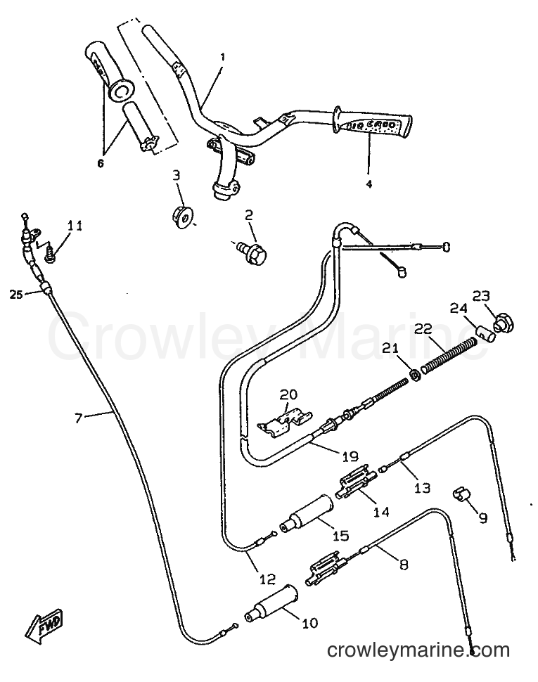 1996 Scooter CW50RS - CW50RS (4YA1) [999] - STEERING HANDLE & CABLE
