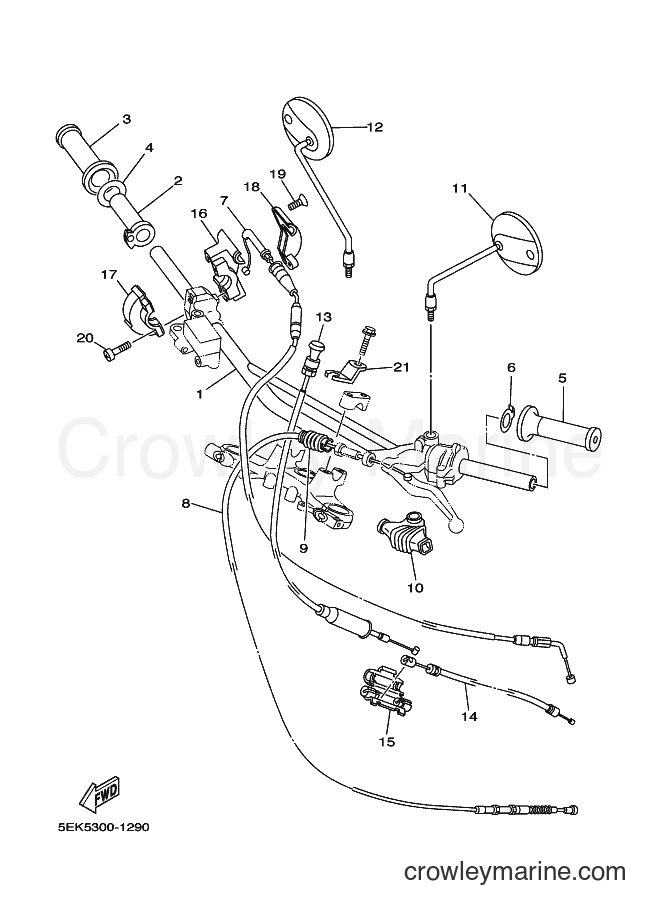 2001 Dirt Bike TW125 - TW125 (5EK5) [010] - STEERING HANDLE & CABLE