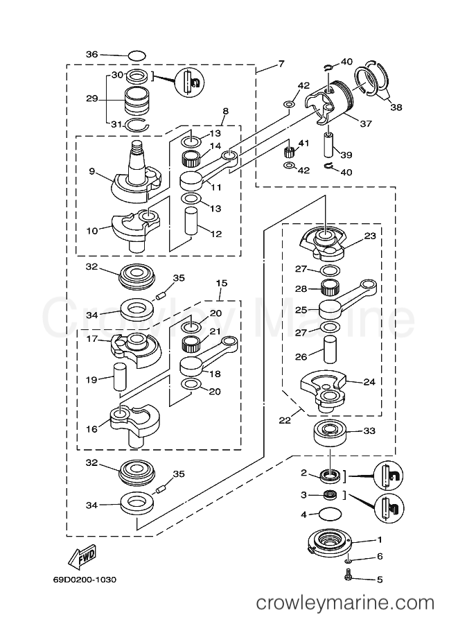 Yamaha Motors E60HMHDL (69D2) [030] - CRANKSHAFT & PISTON