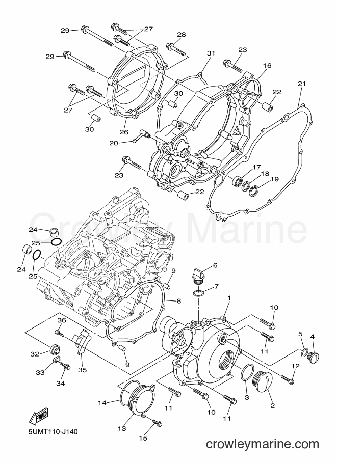 2014 Dirt Bike WR250F - WR250F (1HCD) [010] - CRANKCASE COVER 1