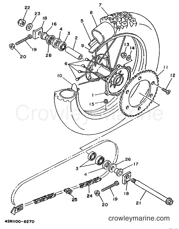1996 Dirt Bike YZ250 - YZ250 (4SR2) [020] - REAR WHEEL