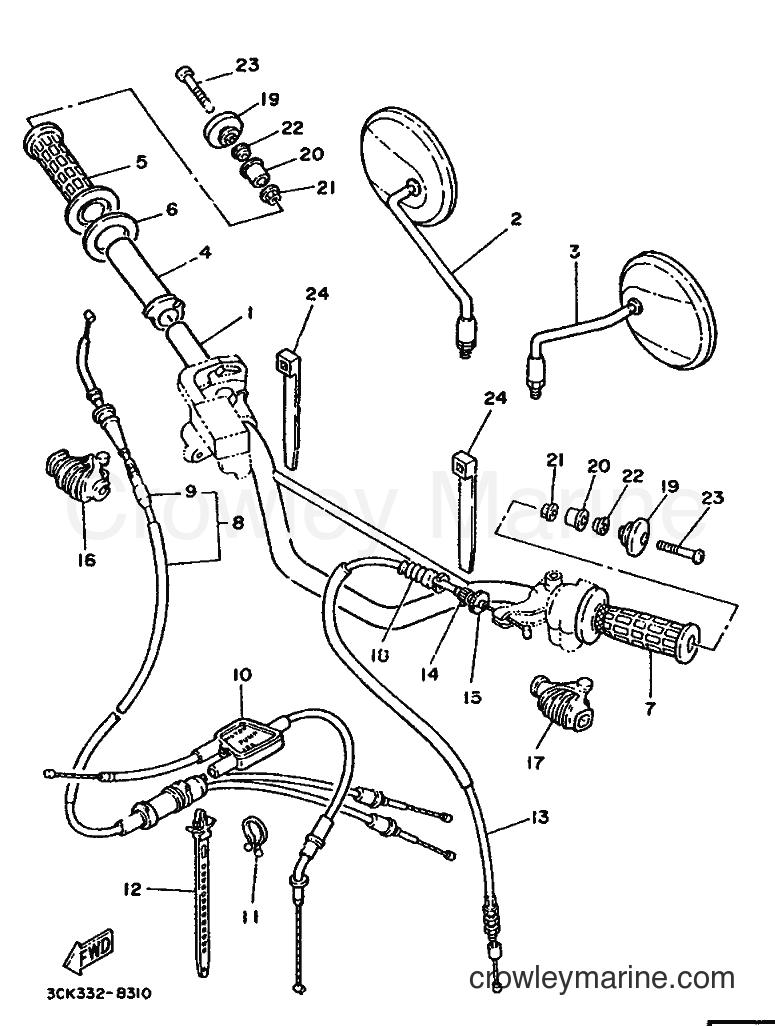 1988 Dirt Bike TDR240 - TDR240 (3CL1) [999] - STEERING HANDLE & CABLE