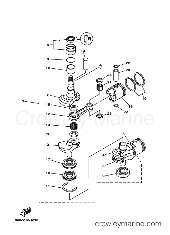 Yamaha Motors E25BMHS (69P3) [050] - CRANKSHAFT & PISTON