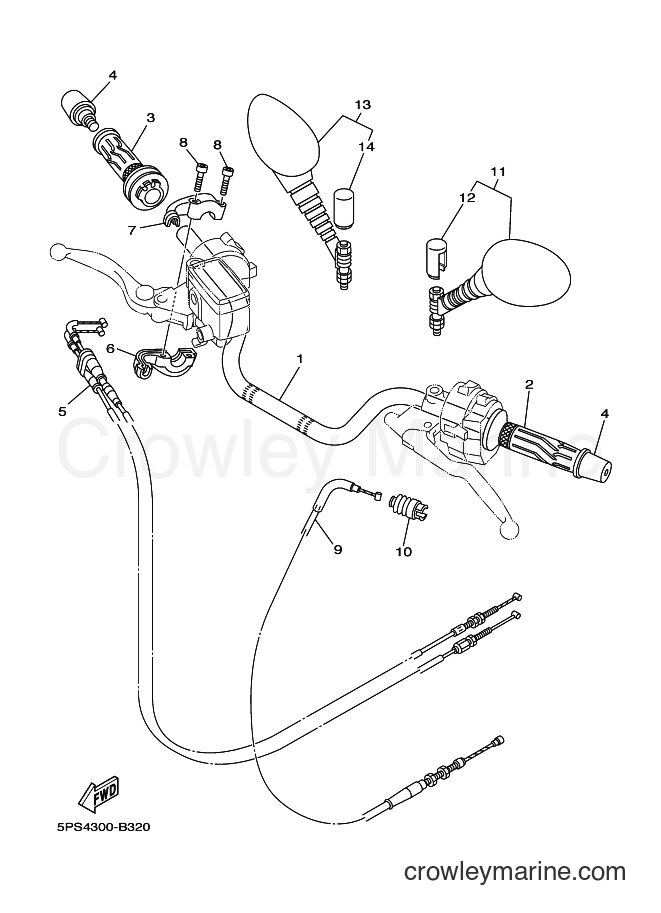 2008 Street Bike TDM900 - TDM900 (5PSE) [010] - STEERING HANDLE & CABLE
