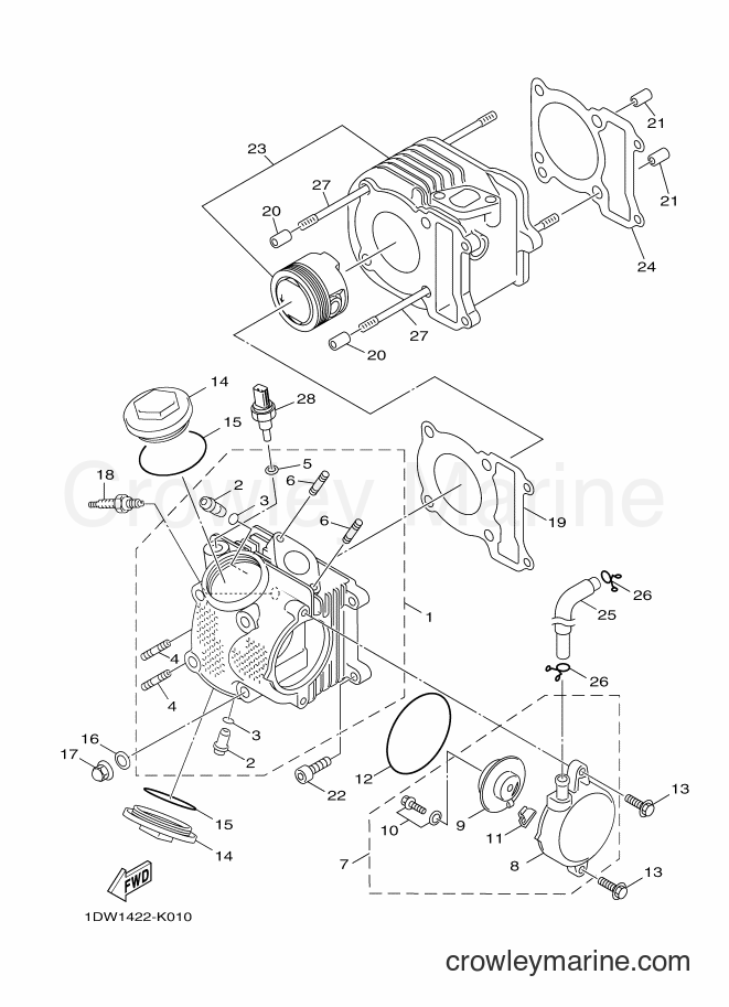 2012 Scooter XC100N - XC100N (1DW2) [010] - CYLINDER HEAD