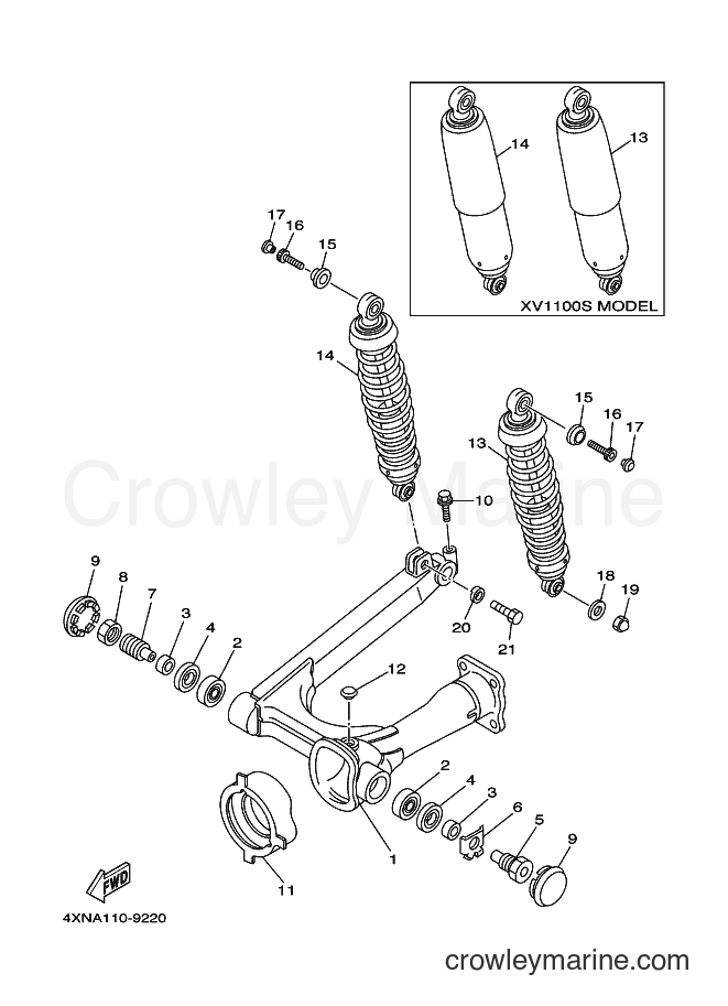 1996 Cruiser XV1100S - XV1100S (3JKU) [010] - REAR ARM & SUSPENSION