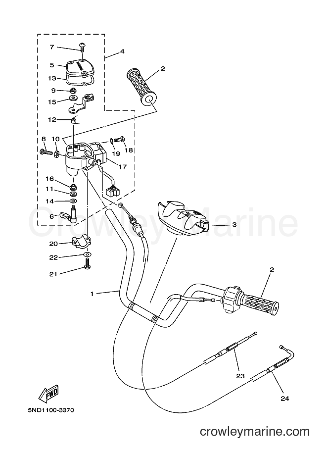 Yamaha Motors YFM450FWAN (5ND2) [010] - STEERING HANDLE & CABLE