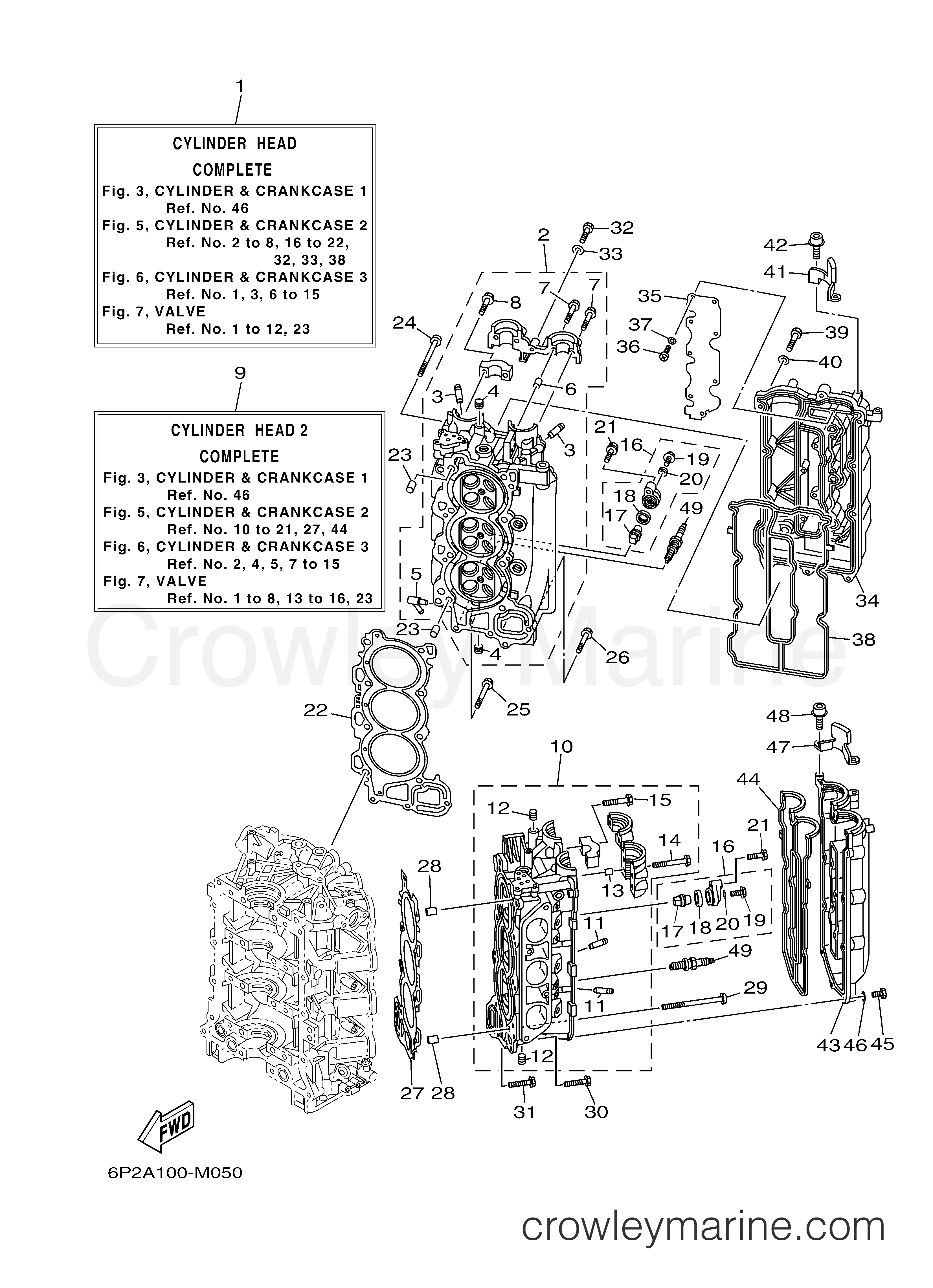Yamaha Motors F250XA - CYLINDER CRANKCASE 2
