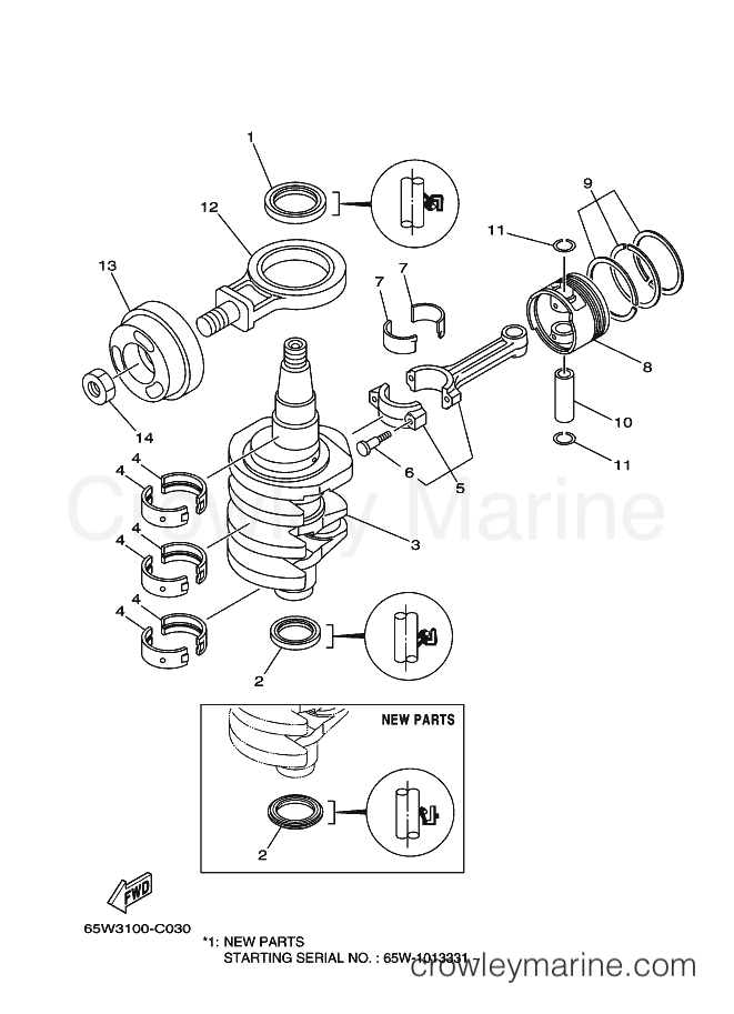 Yamaha Motors F25AMHS (65W3) [090] - CRANKSHAFT & PISTON