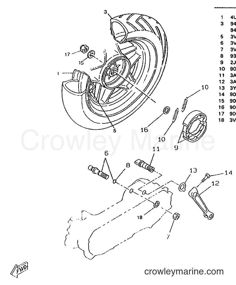 1996 Scooter CW50RSP - CW50RSP (4UR3) [999] - REAR WHEEL