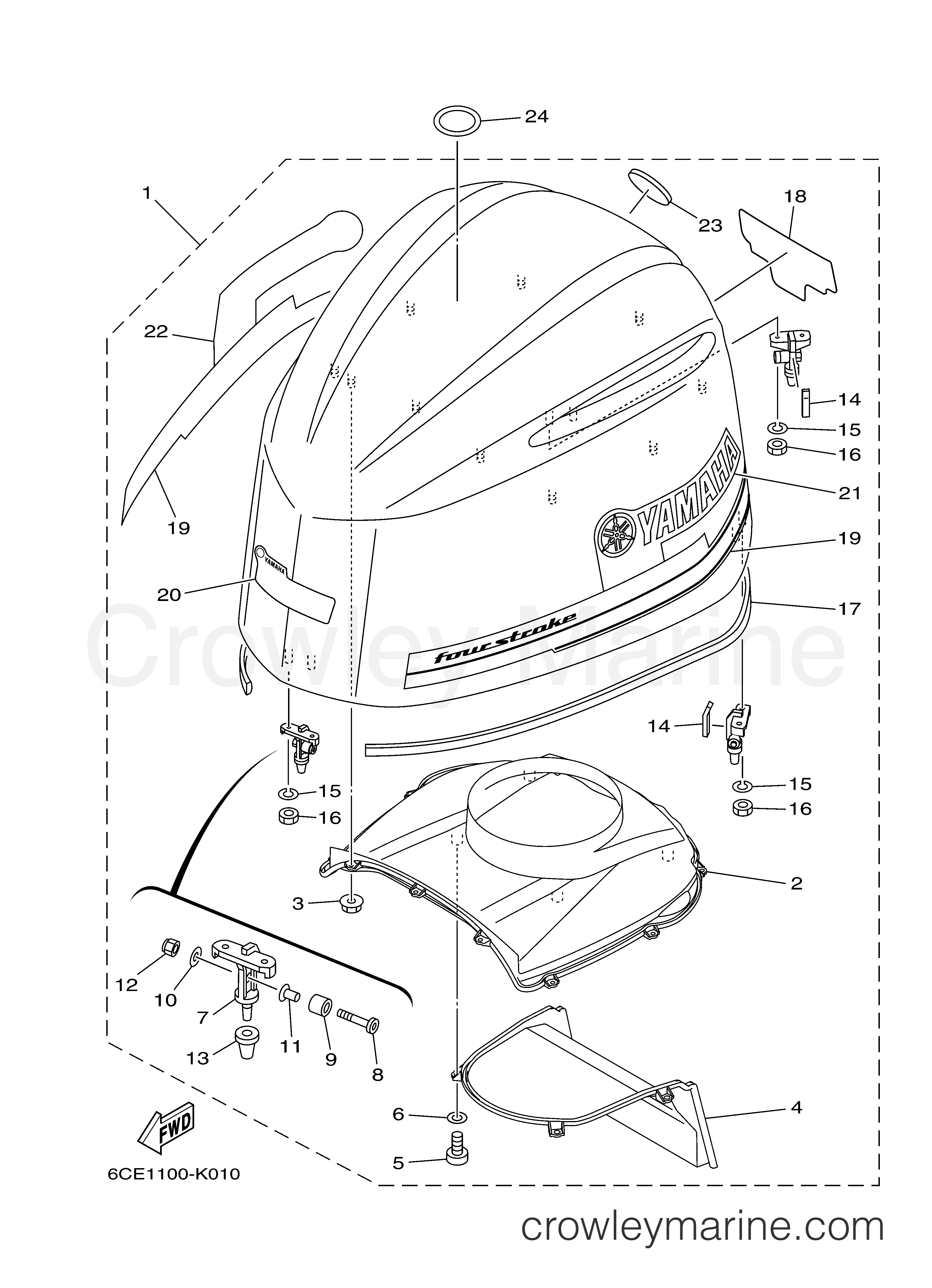 Yamaha Motors F250XCA - TOP COWLING