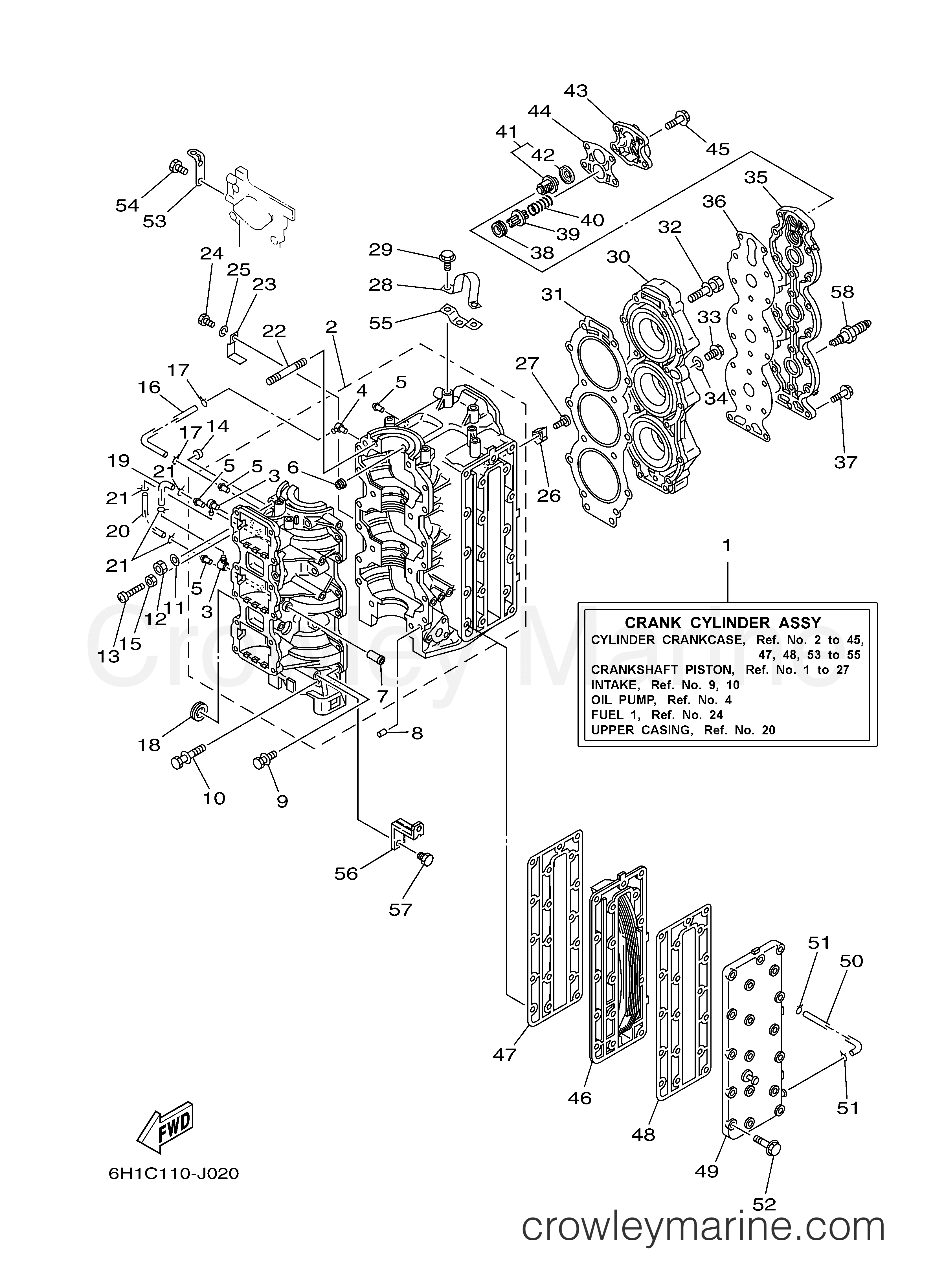 Yamaha Motors 90TLR - CYLINDER & CRANKCASE