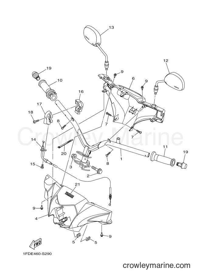 Yamaha Motors T115FLSE (1FDG) [010] - STEERING HANDLE & CABLE