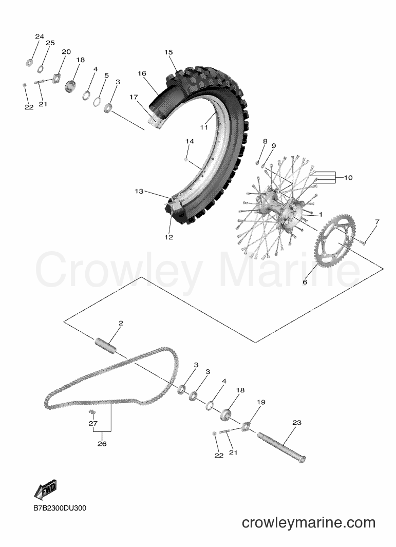 2019 Dirt Bike YZ250F - YZ250F (B7B1) [020] - REAR WHEEL