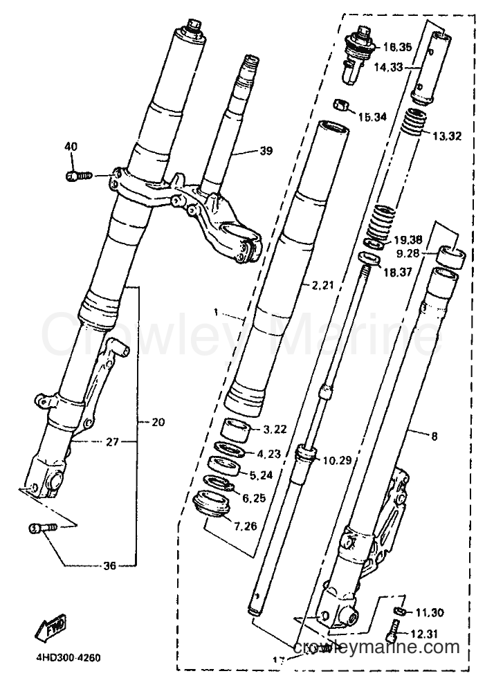 1994 Sport Bike YZF750R - YZF750R (4HA2) [010] - FRONT FORK