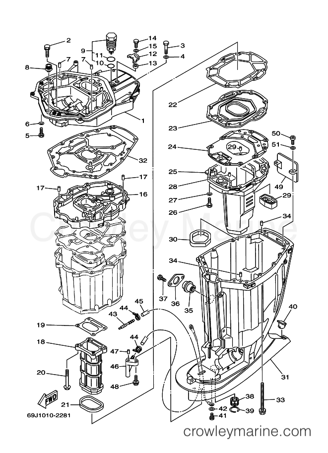 Yamaha Motors FL225A (69K1) [040] - UPPER CASING