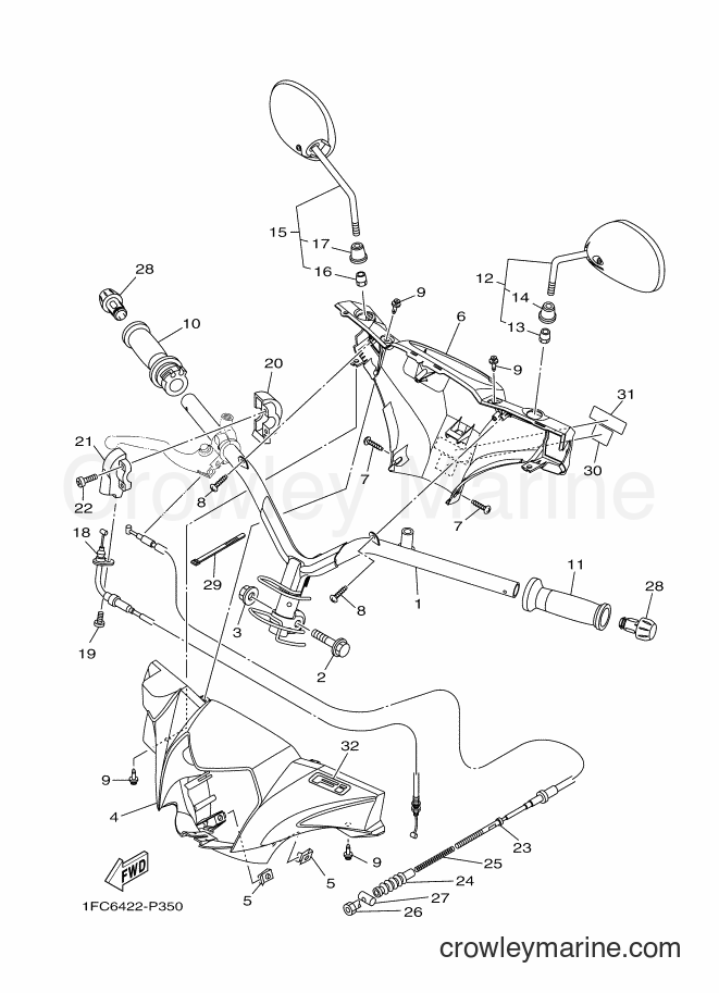 2015 Scooter T115FLSEC - T115FLSEC (1FC6) [010] - STEERING CABLE FOR DRUM BRAKE