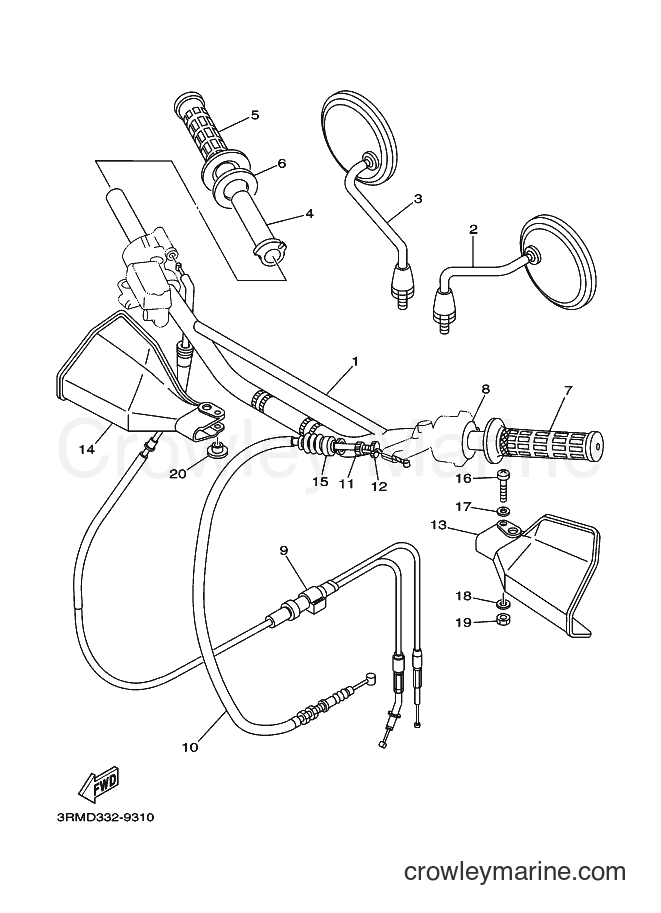 2000 Dirt Bike DT125R - DT125R (4DJA) [020] - STEERING HANDLE & CABLE