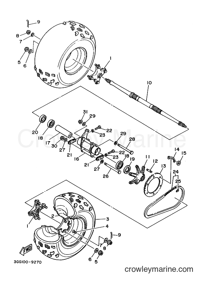 1994 ATV YFZ350 - YFZ350 (3GGE) [999] - REAR WHEEL