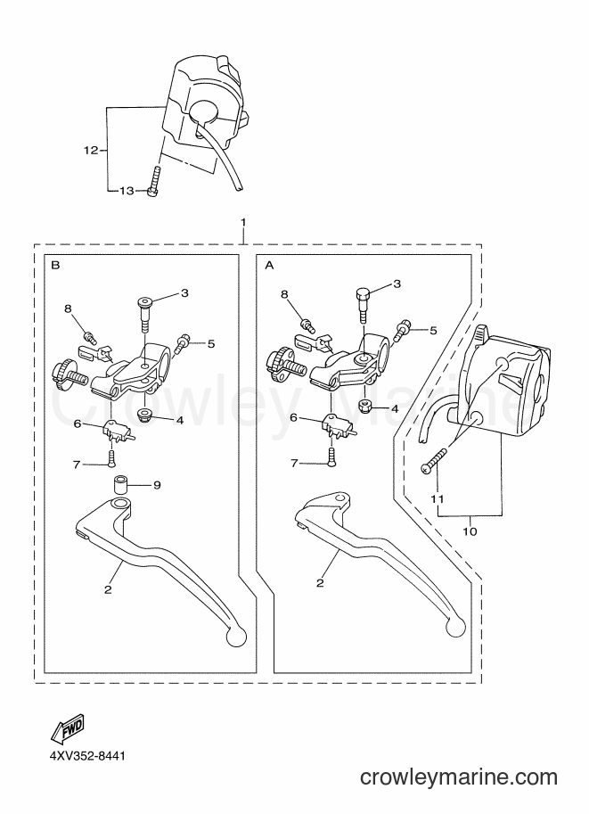 1998 Sport Bike YZF-R1 - YZF-R1 (4XV2) [010] - HANDLE SWITCH & LEVER