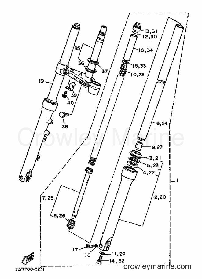 Yamaha Motors XV250S (3LVA) [010] - FRONT FORK