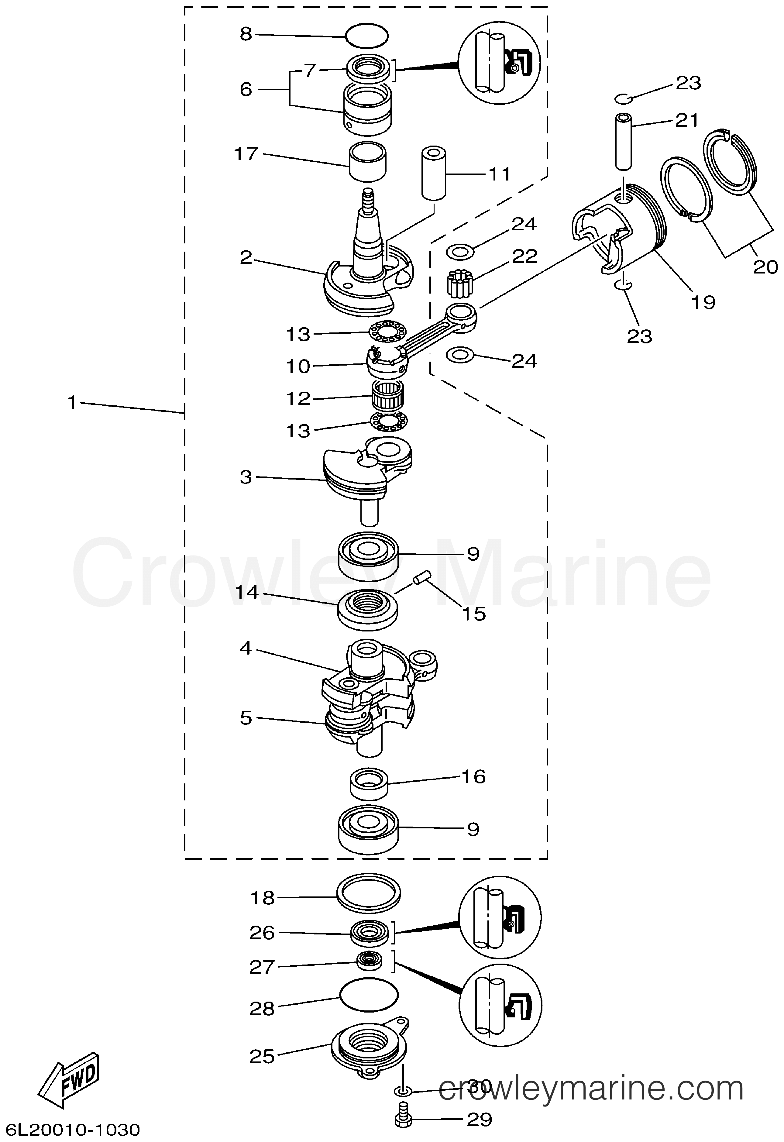 Yamaha Motors 25MSHKZ - CRANKSHAFT PISTON