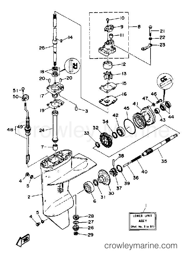 LOWER DRIVE 1 1991 Yamaha Outboard 9.9hp T9.9ELHP Crowley Marine