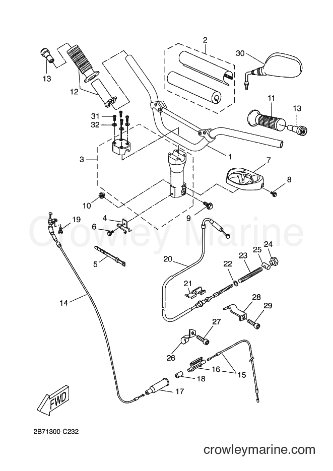Yamaha Motors CW50N (2B73) [050] - STEERING HANDLE & CABLE