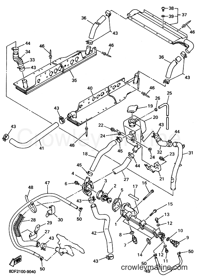 1999 Snowmobile SRX700 - SRX700 (8DN2) [020] - RADIATOR & HOSE