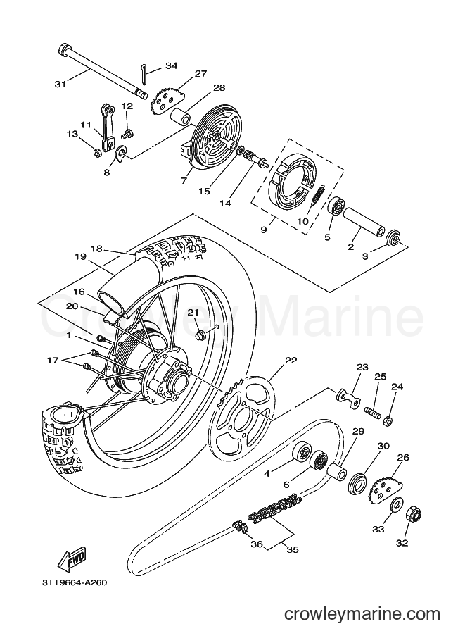 2002 Dirt Bike DT125 - DT125 (3TT9) [010] - REAR WHEEL