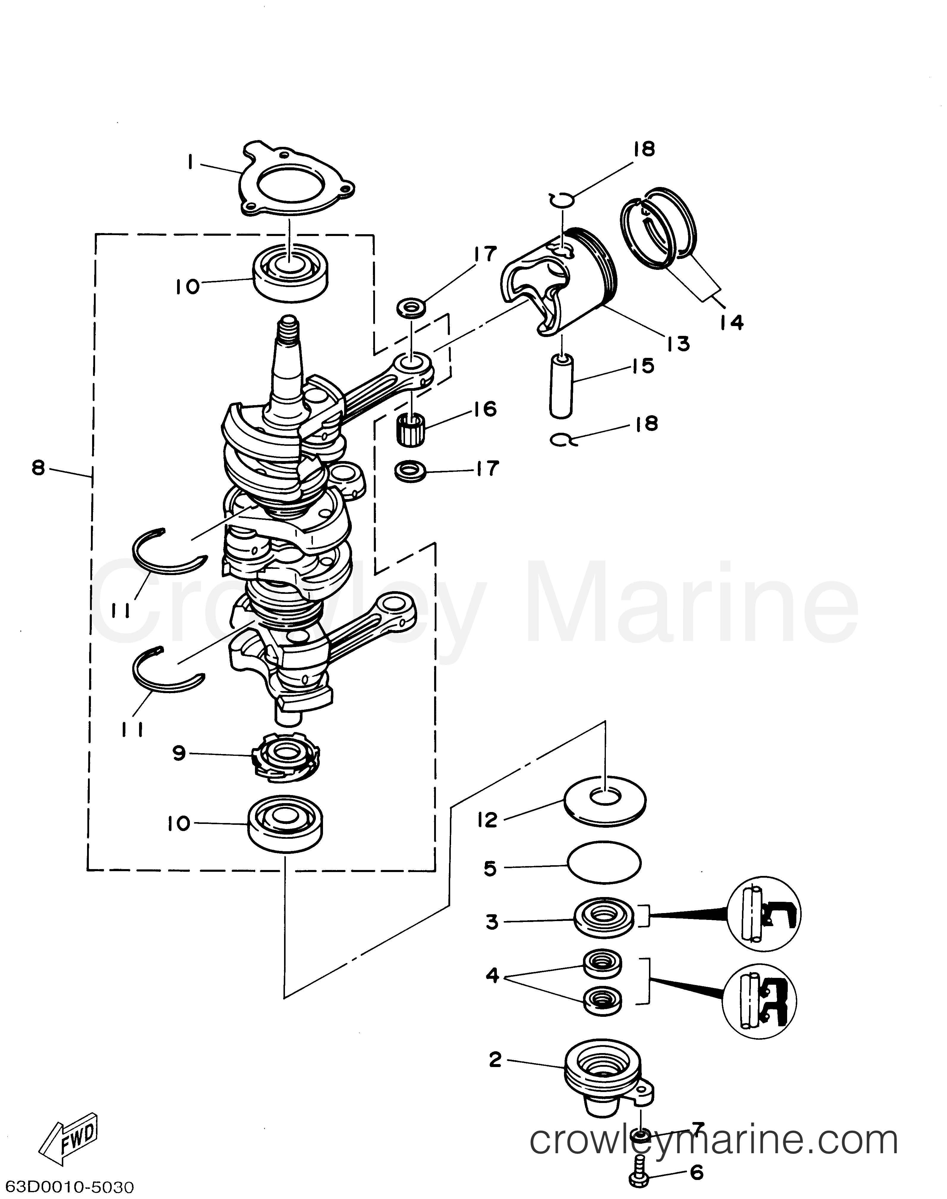 Yamaha Motors 40TLRA - CRANKSHAFT PISTON