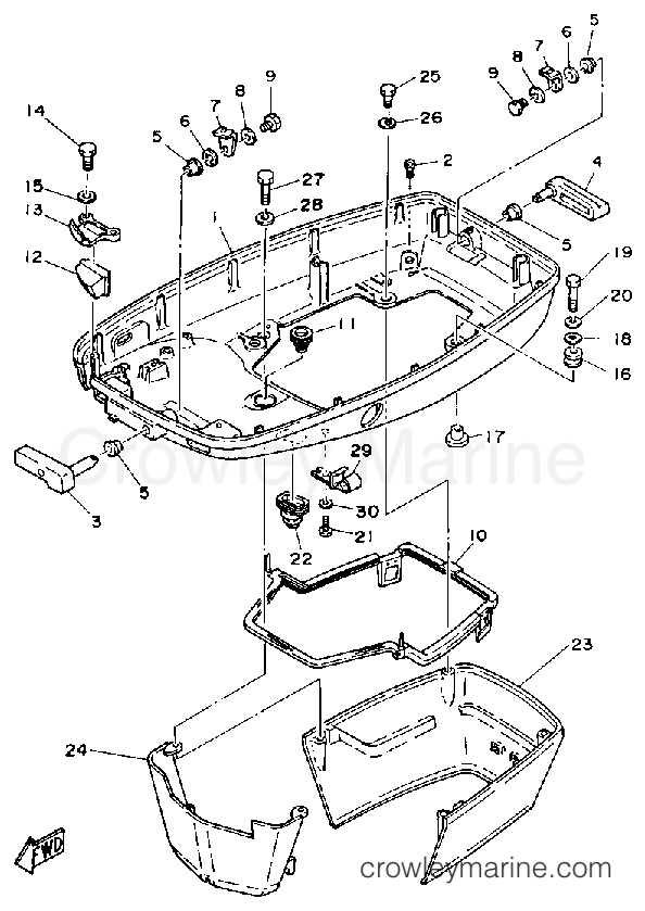 Yamaha Motors 90ETLD-JD - BOTTOM COWLING