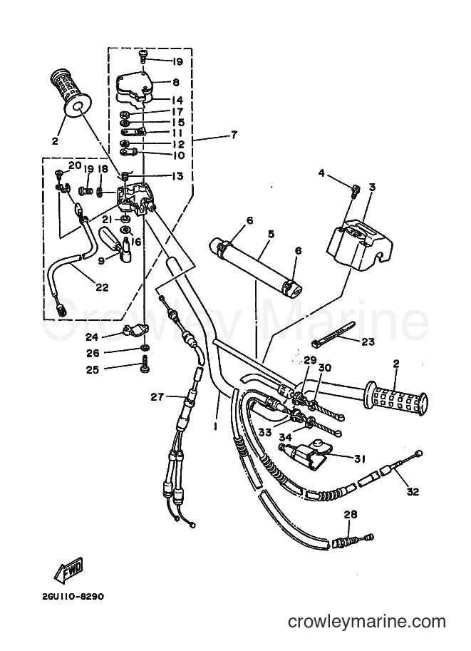 1989 ATV YFZ350 - YFZ350 (3GG1) [030] - STEERING HANDLE & CABLE