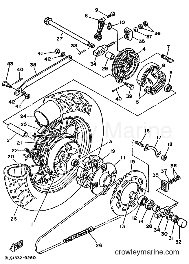 1992 Cruiser XV250 - XV250 (3LW2) [999] - REAR WHEEL