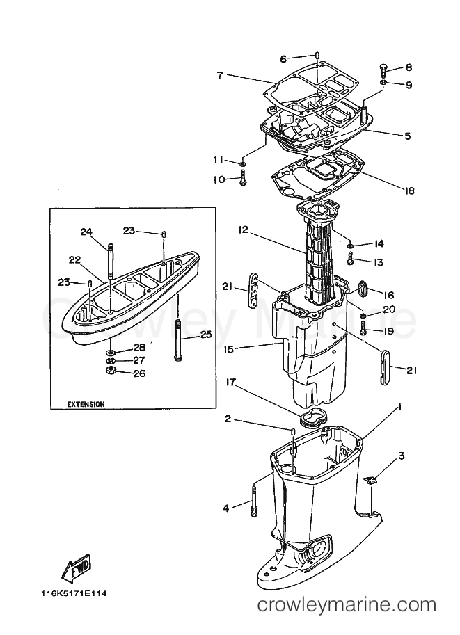 Yamaha Motors E60MHP (6K50) [010] - UPPER CASING
