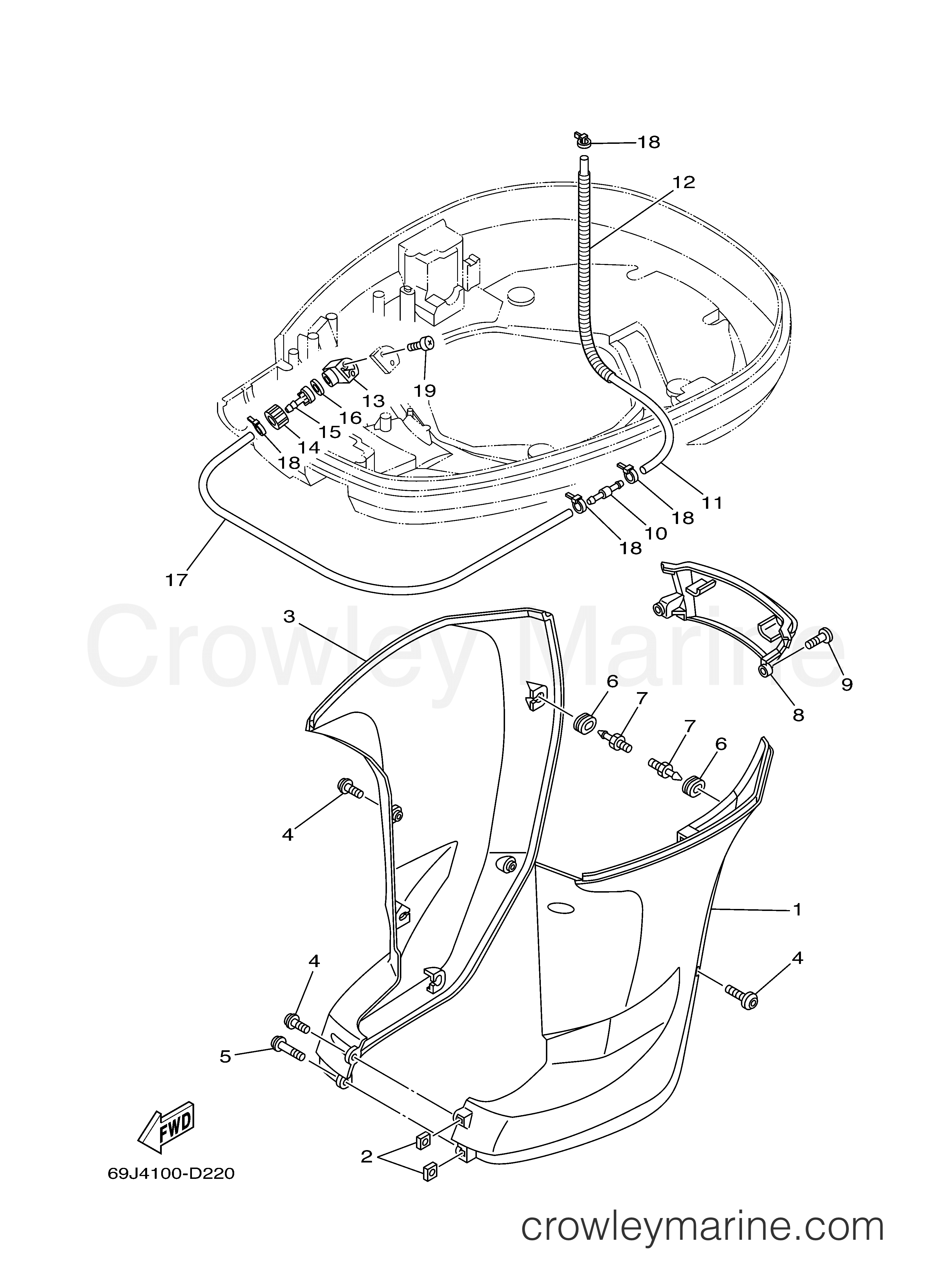 Yamaha Motors F225TXRD - BOTTOM COWLING 2