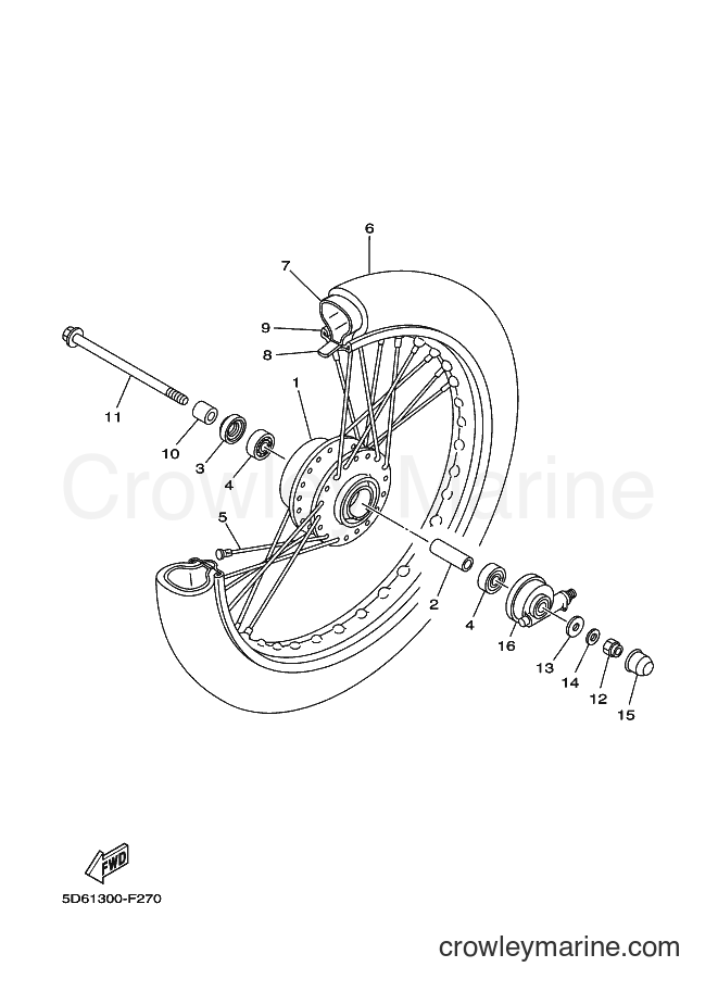 2011 Scooter T135FI - T135FI (5D64) [010] - FRONT WHEEL FOR SPOKE WHEEL