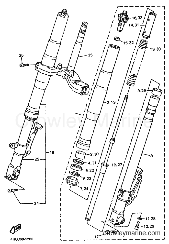1995 Sport Bike YZF750R - YZF750R (4FM3) [999] - FRONT FORK