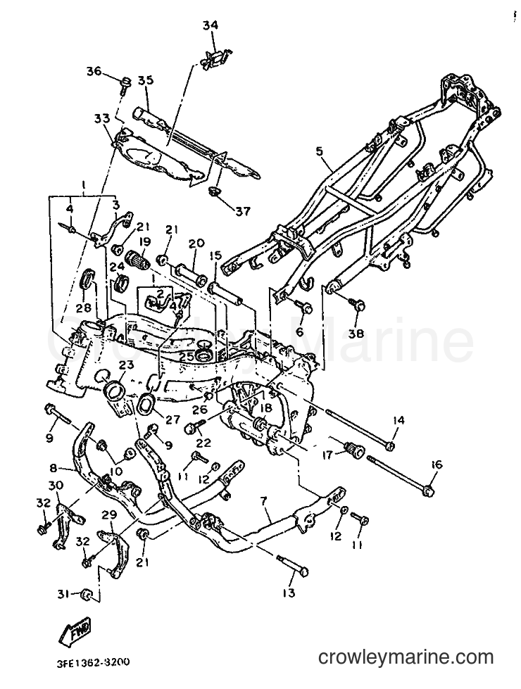 1988 Sport Bike FZR1000 - FZR1000 (3FE1) [999] - FRAME